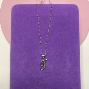 💛 925 Letter “T” Diamond Necklace